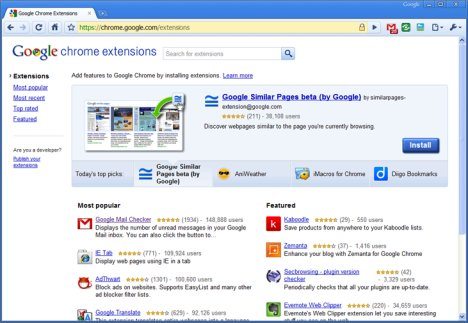 Google Chrome 4.0: uno sguardo alle estensioni e prestazioni google chrome extension - Google Chrome 4.0: uno sguardo alle estensioni e prestazioni