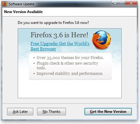 Firefox 3/3.5 si aggiorna alla versione 3.6 Mozilla Firefox 3.6 update 01 - Firefox 3/3.5 si aggiorna alla versione 3.6