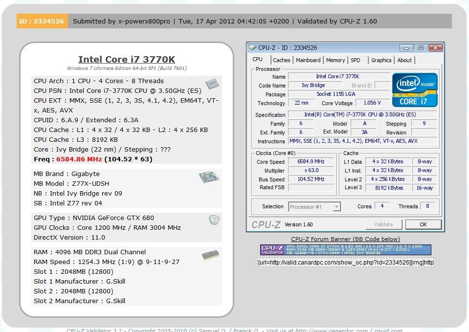 6.616 GHz per il processore Intel "Ivy Bridge" Core i7-3770K corei79770k - 6.616 GHz per il processore Intel "Ivy Bridge" Core i7-3770K